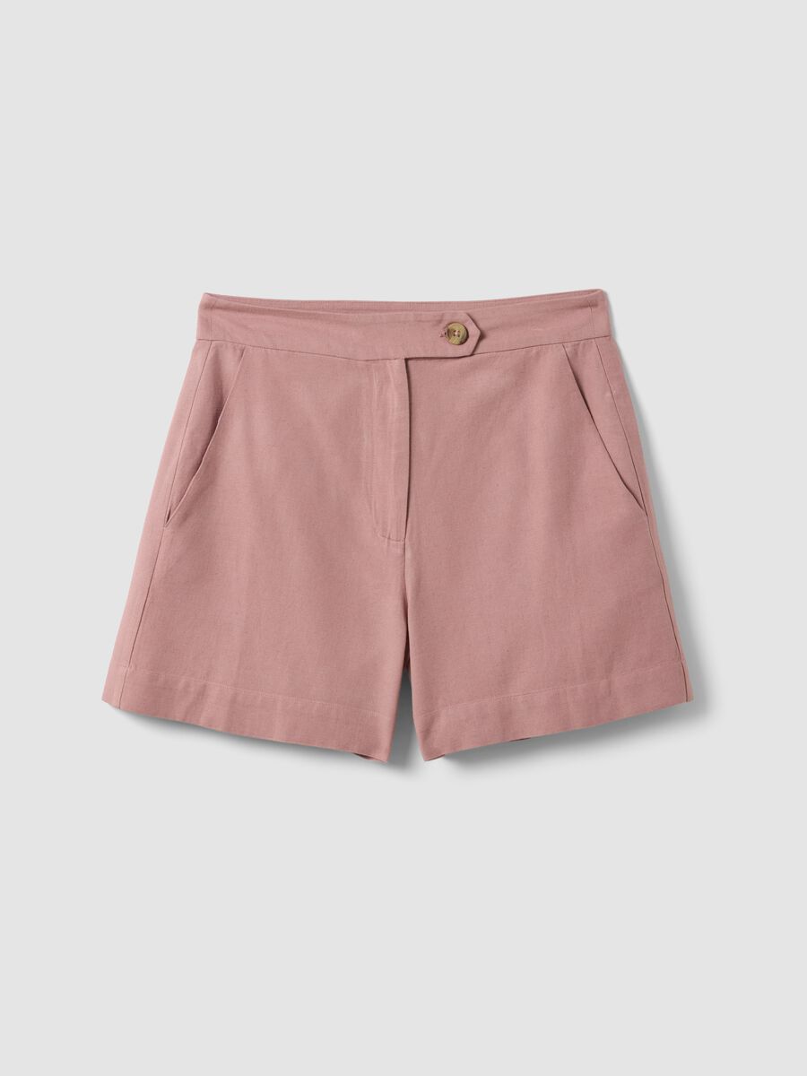 Pink shorts in a viscose, cotton and linen blend &ndash; regular fit_4
