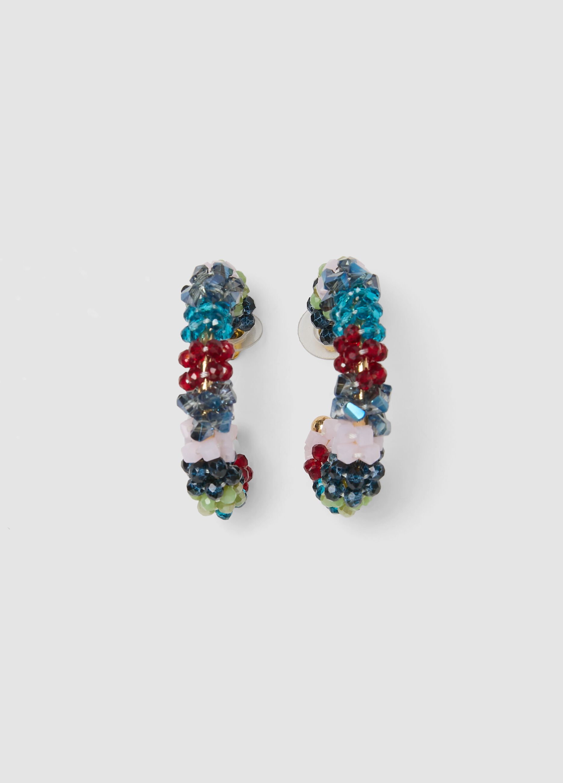 Lightweight earrings with multicolour glass stones