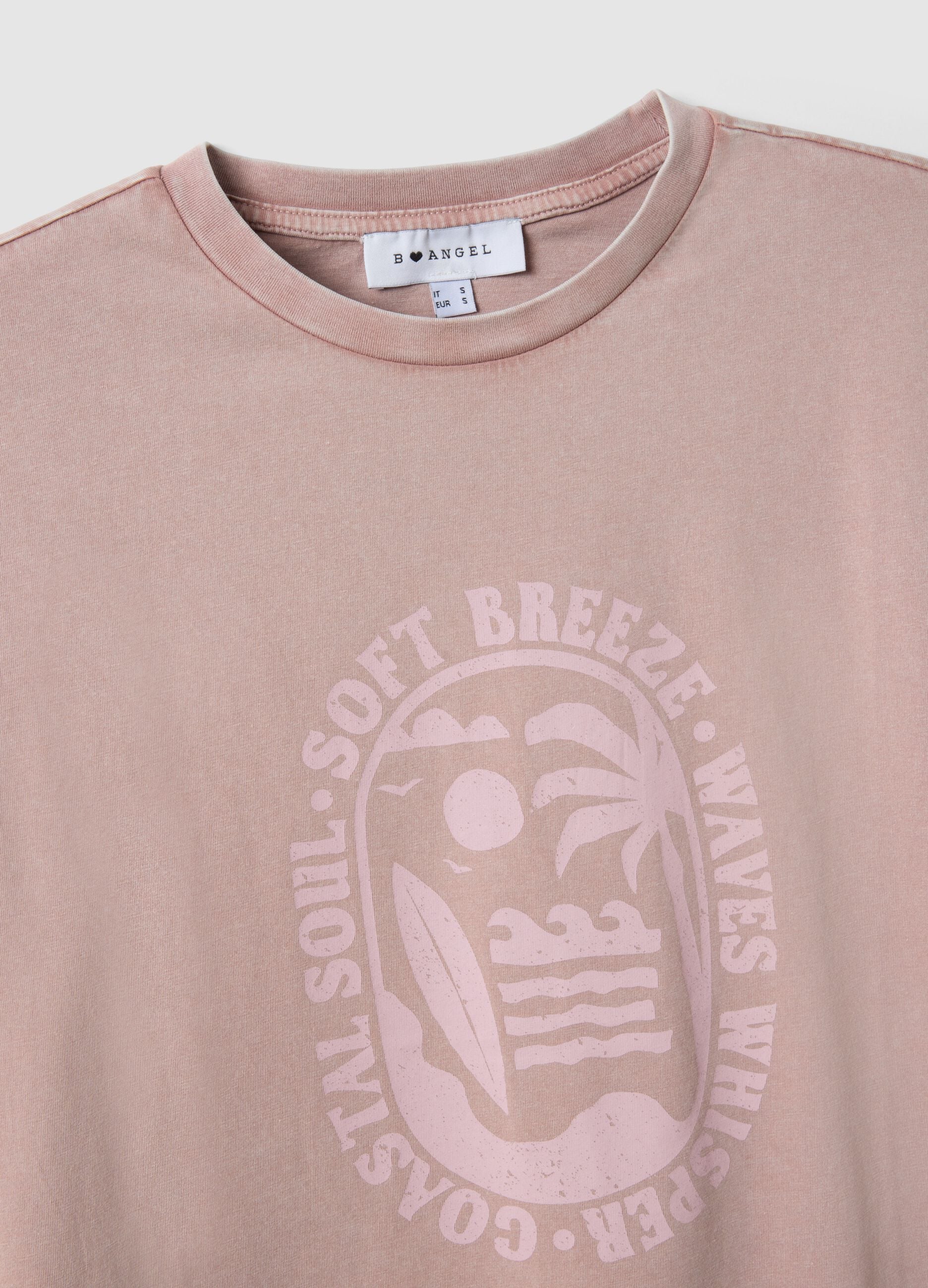Pink pure cotton relaxed fit t-shirt with print