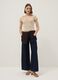 Beige pure cotton T-shirt regular fit with deep Henley neckline_0