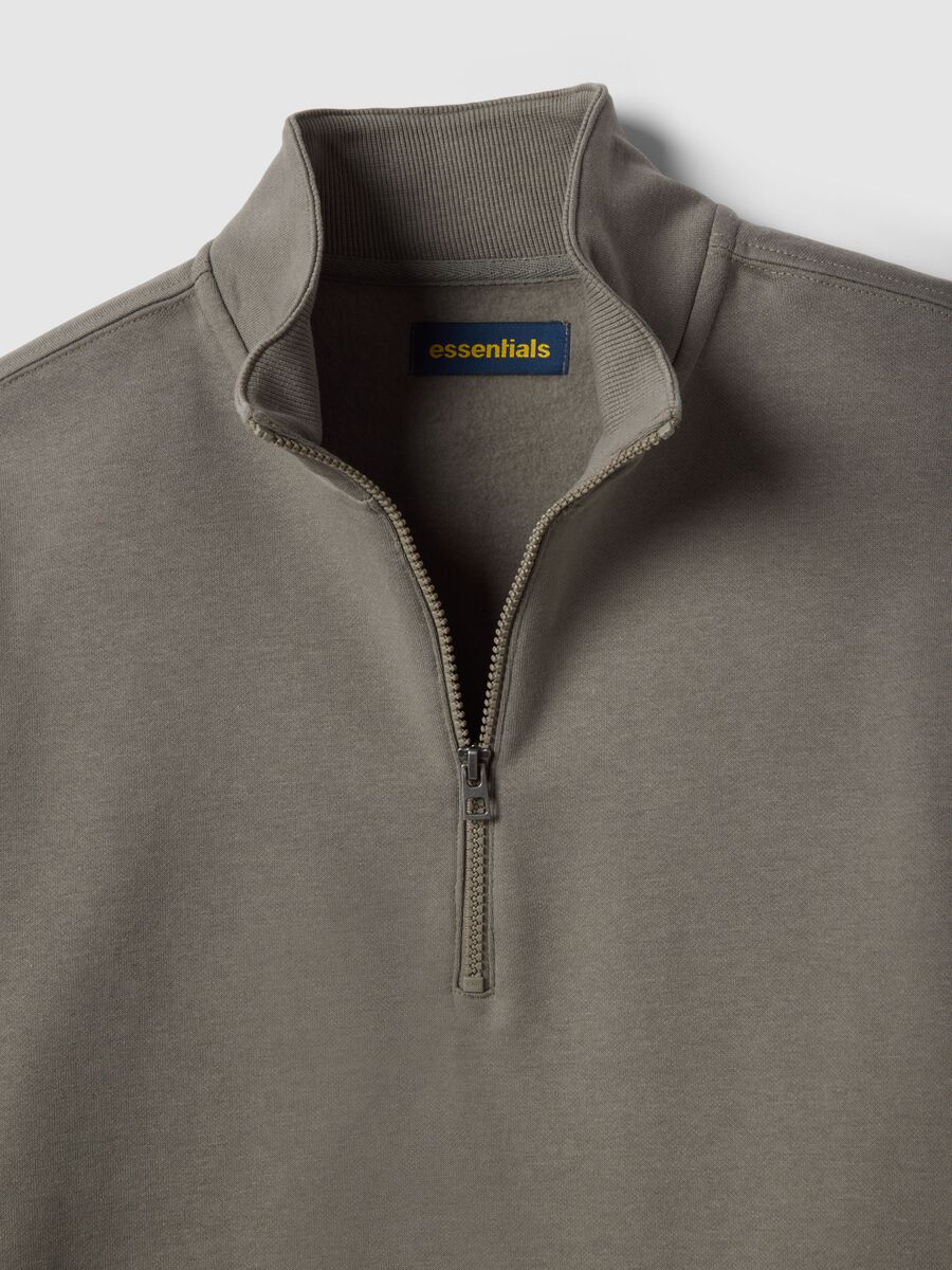 Grey cotton blend sweatshirt regular fit with half zip_5
