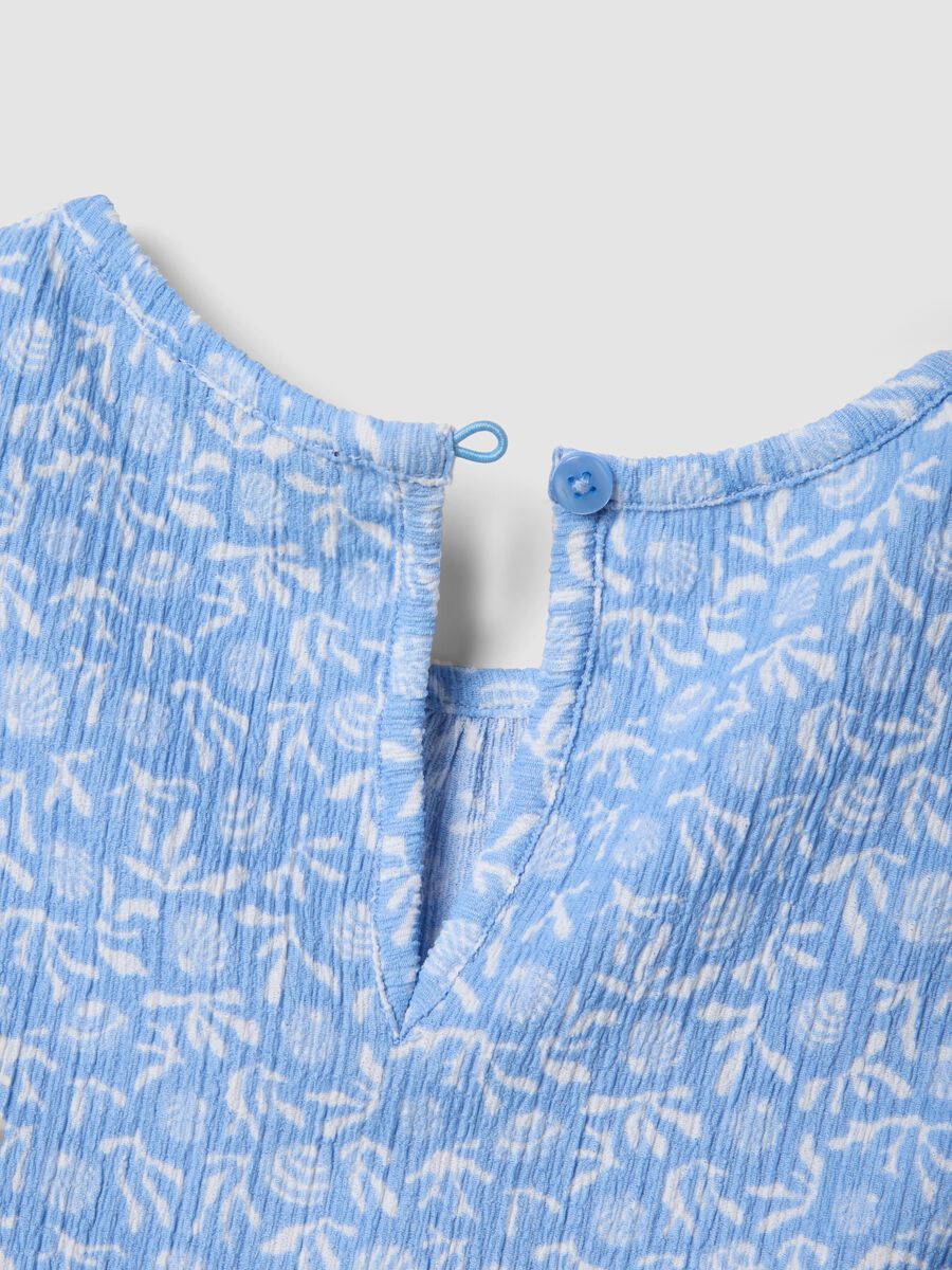 Blue stretch-fabric set with top and shorts for girls_3