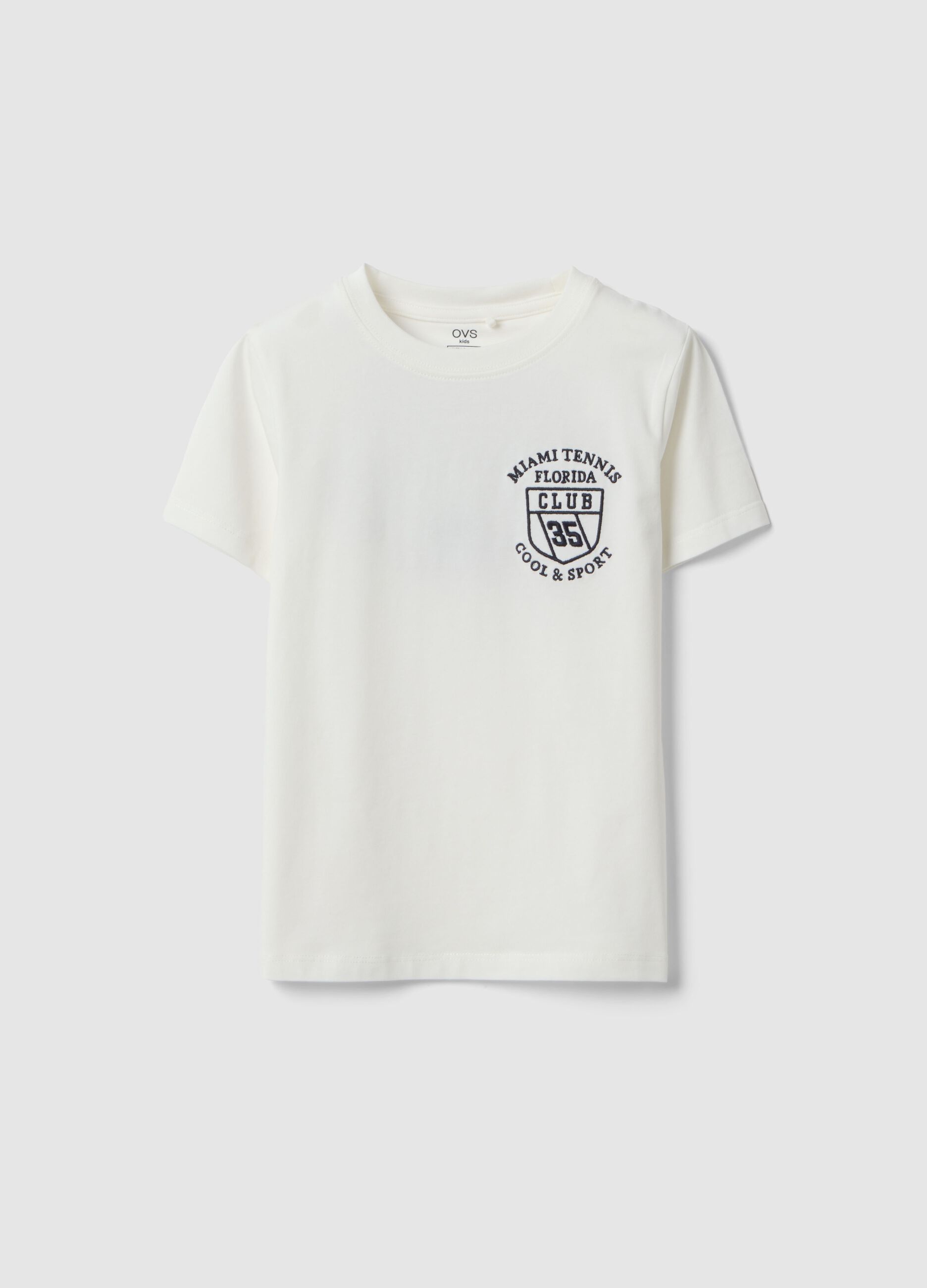 White stretchy cotton oversized fit kids' t-shirt with logo