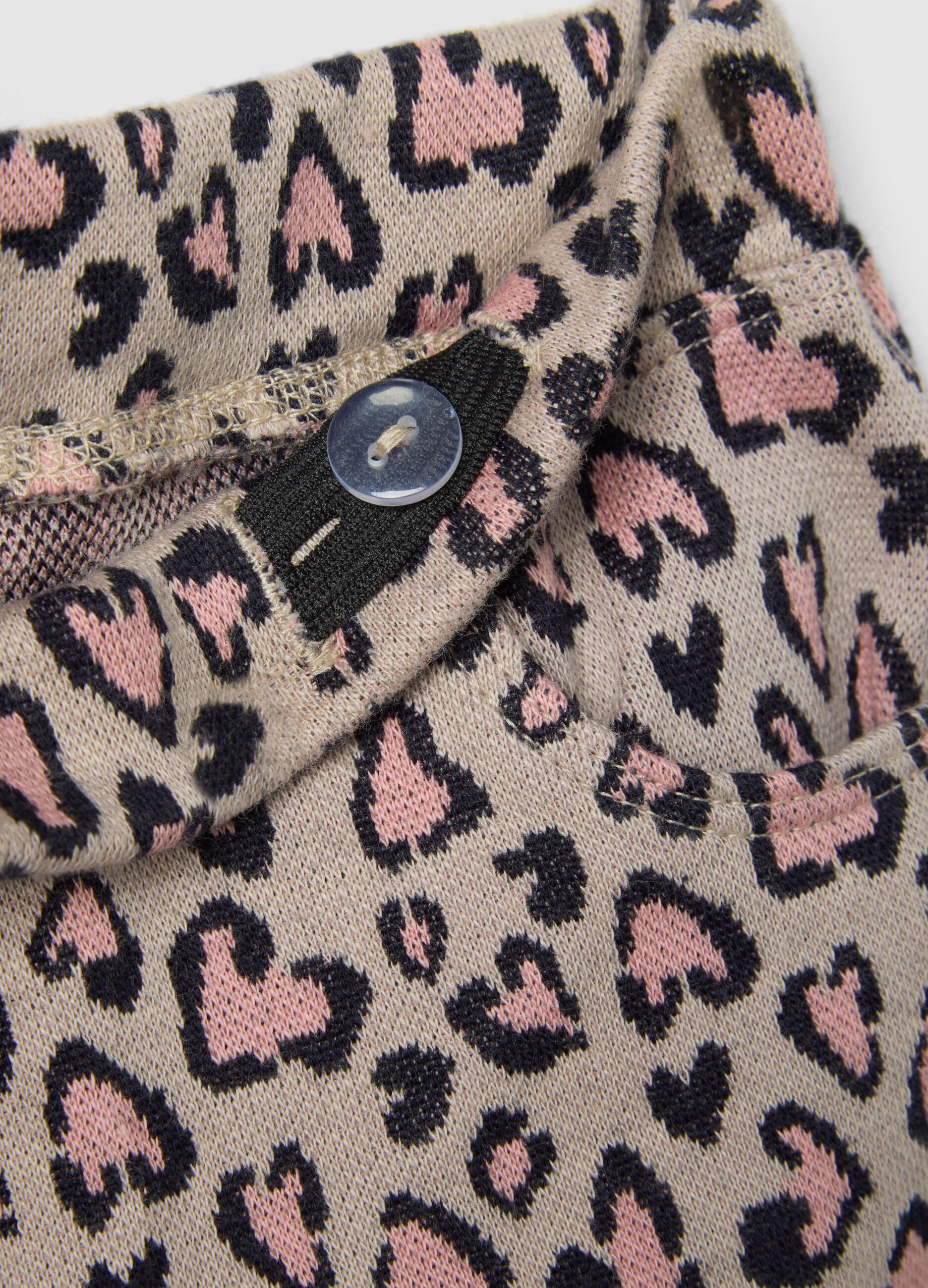 Slim fit leopard print cotton stretch treggings for girls