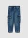 Cargo joggers in denim with drawstring_0