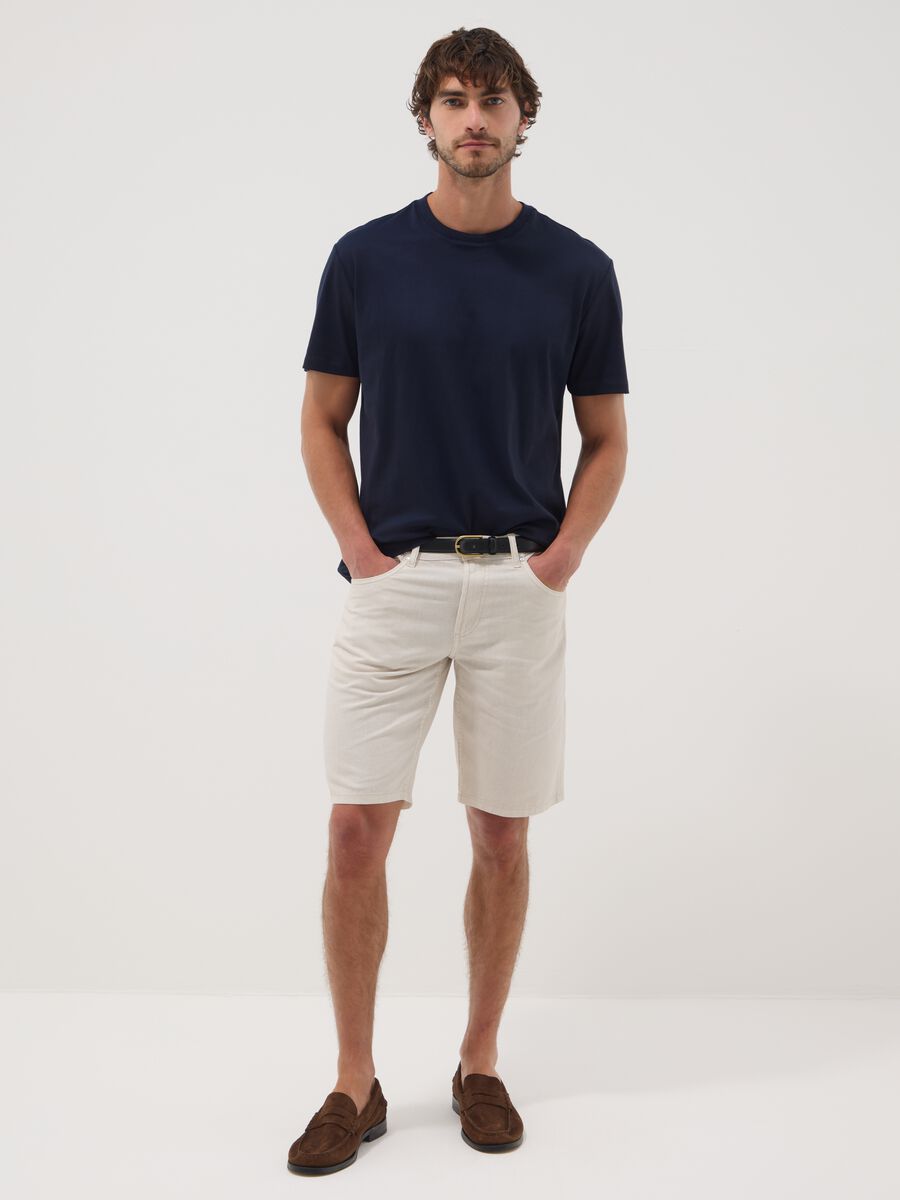 Blue slim-fit mercerised pure cotton T-shirt_2