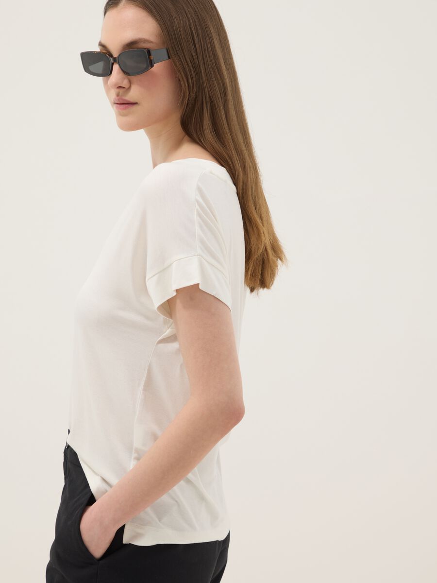 White stretch viscose T-shirt, regular fit_1