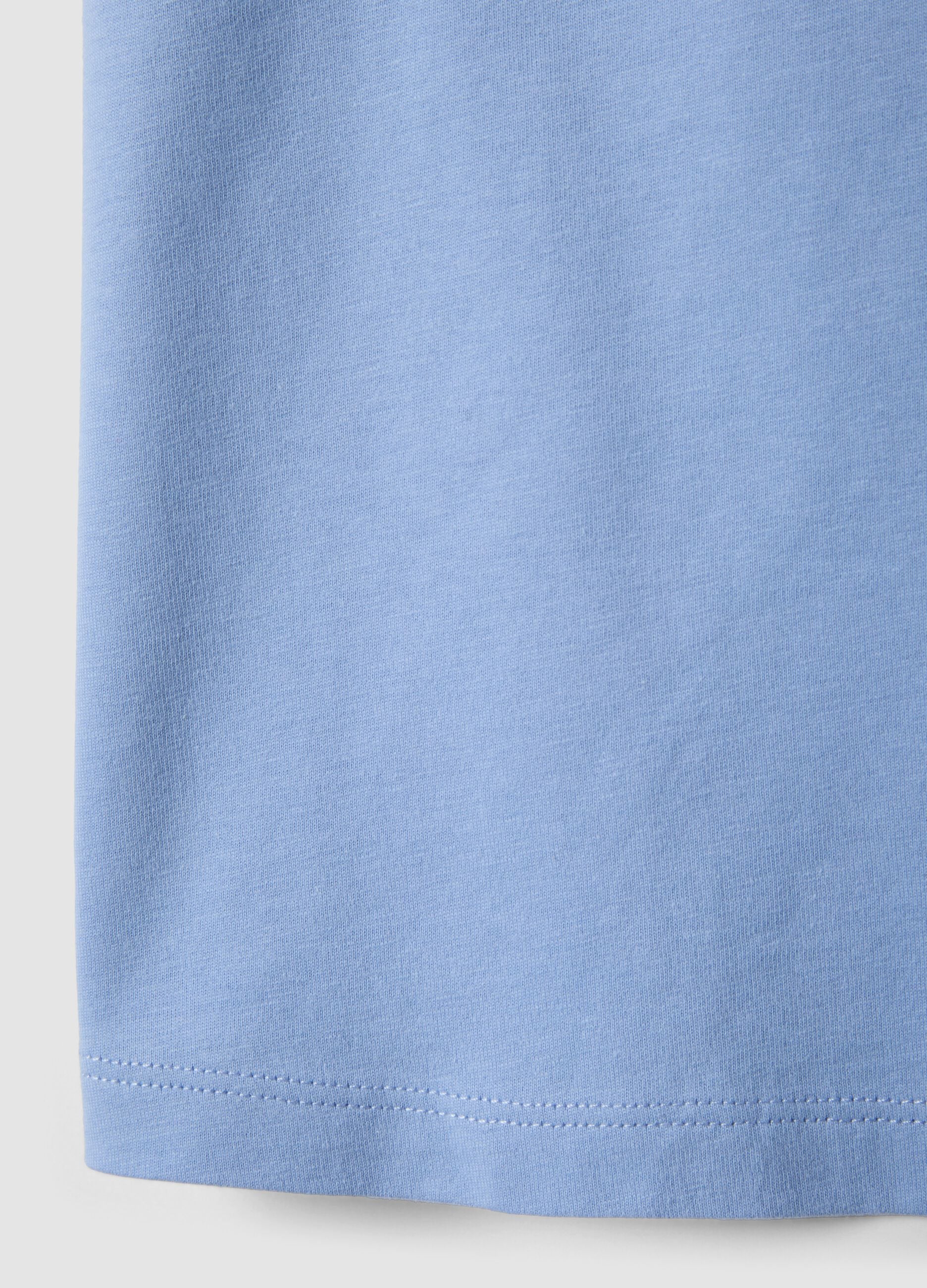 Girls&rsquo; light blue pure cotton regular-fit T-shirt with star