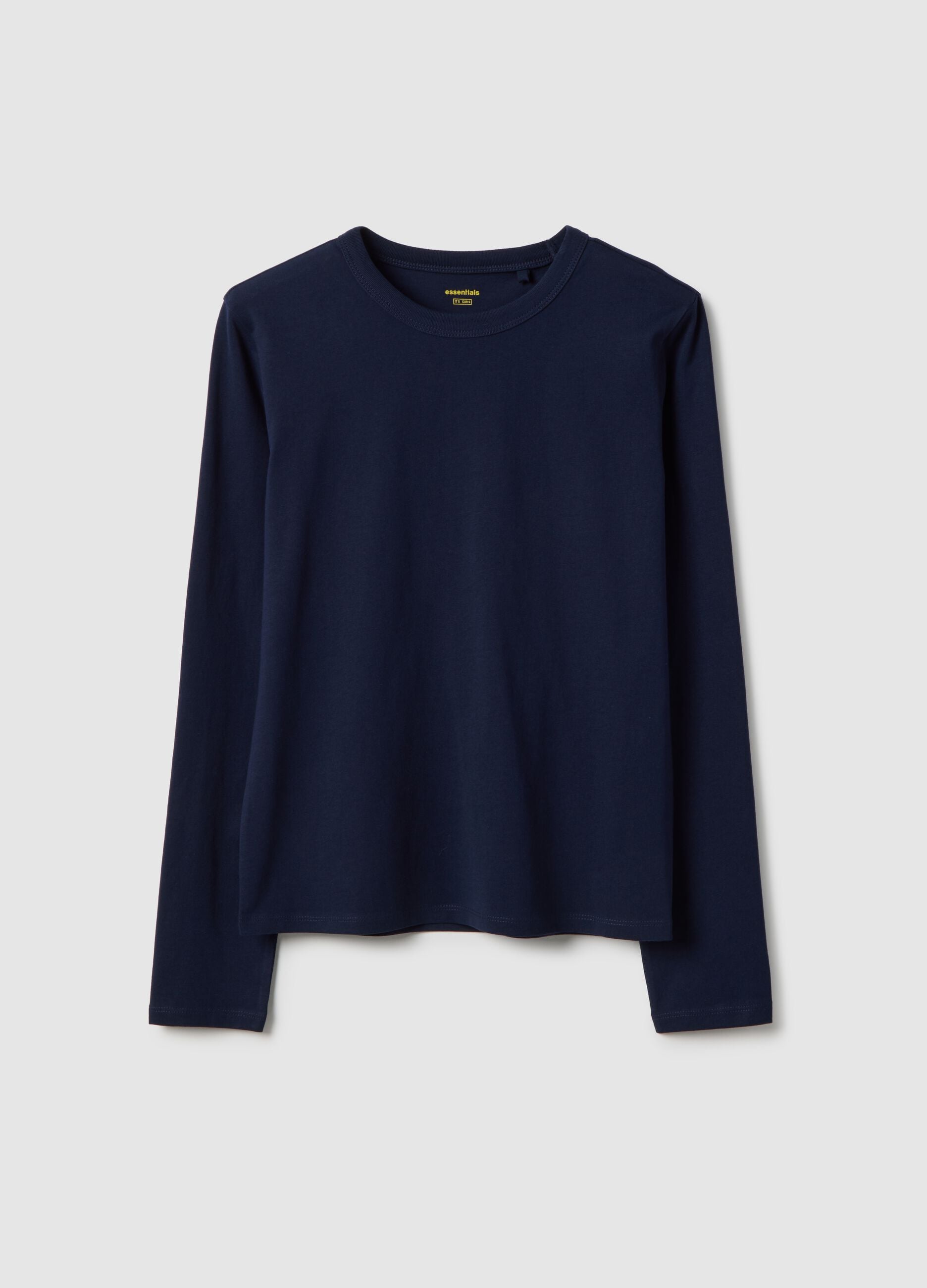 Men's long sleeve blue T-shirt in pure cotton regular fit