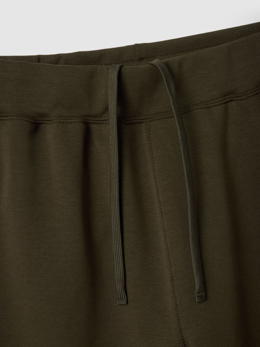 Brown cotton blend regular fit jogger trousers_5