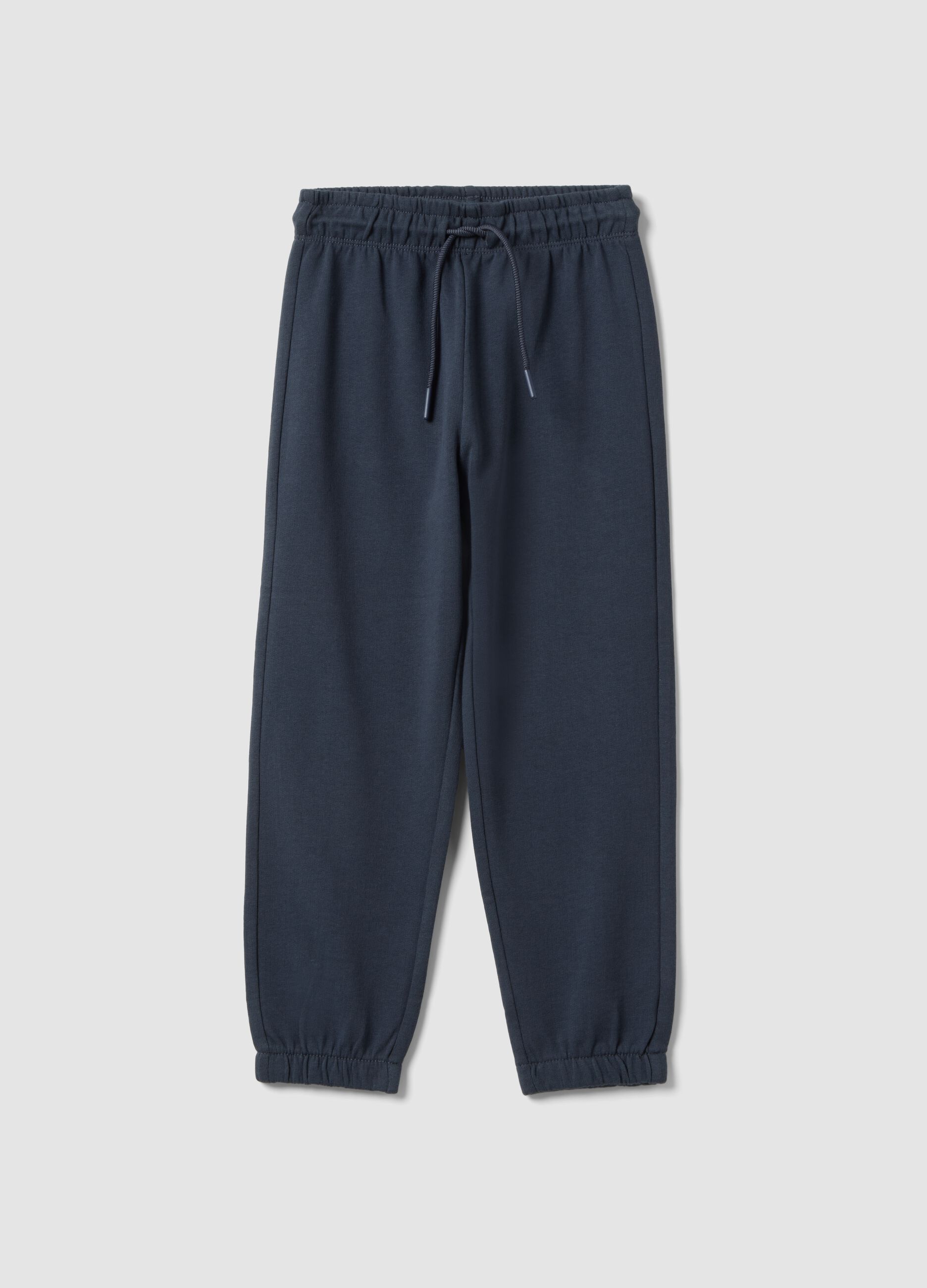 Children's Regular Fit Blue Cotton Jogger Trousers