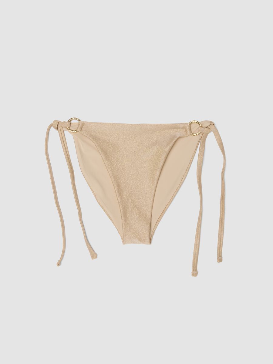 Beige glitter-textured stretch bikini bottoms_4