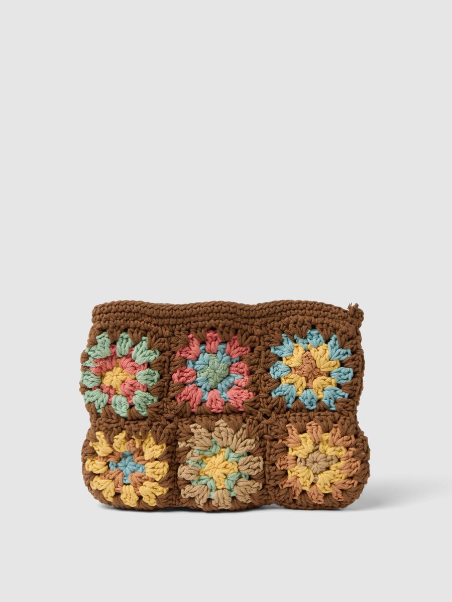 Pochette in misto cotone multicolor con crochet_1