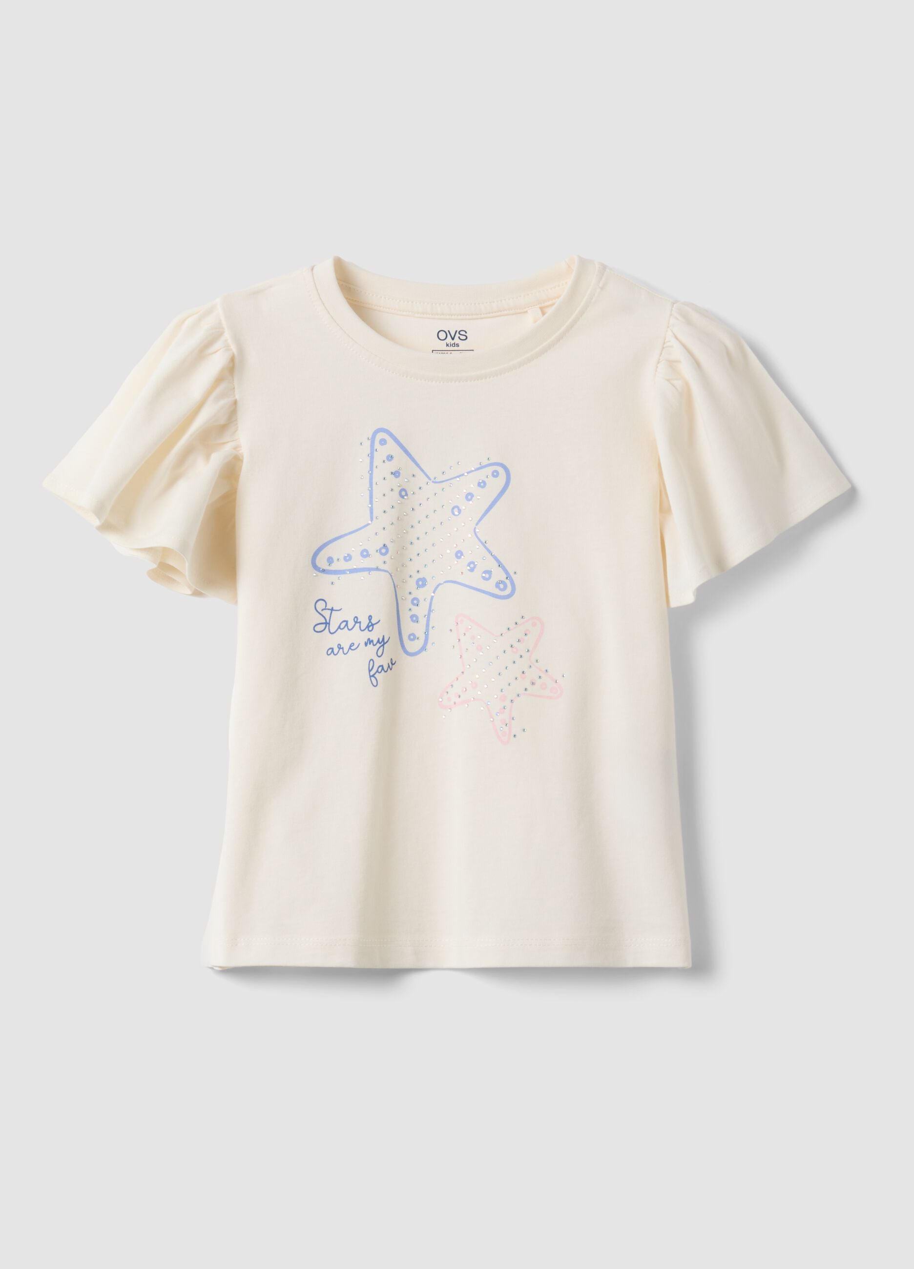 White pure cotton T-shirt with seaside print