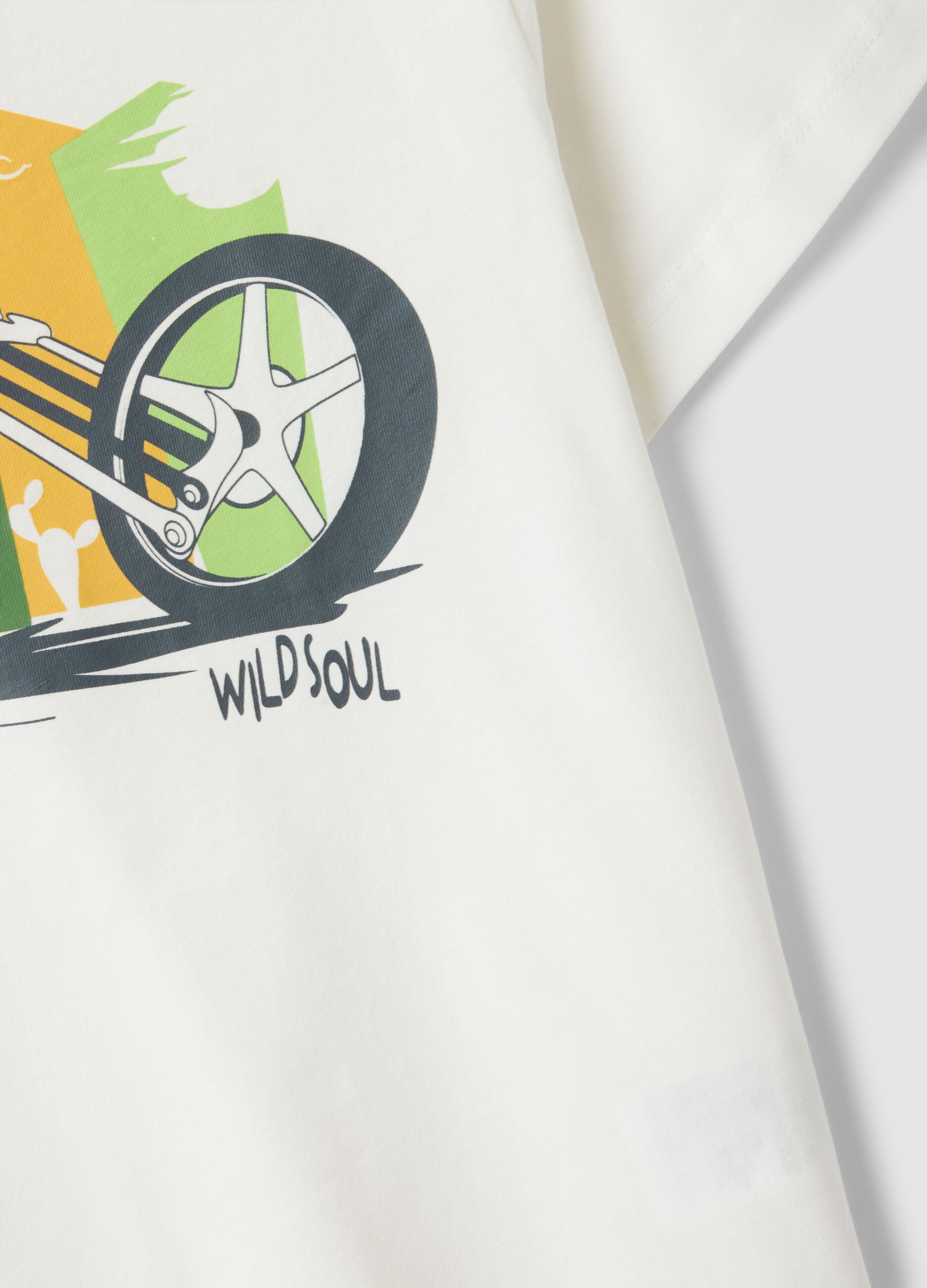 White pure cotton regular fit t-shirt for boys with print