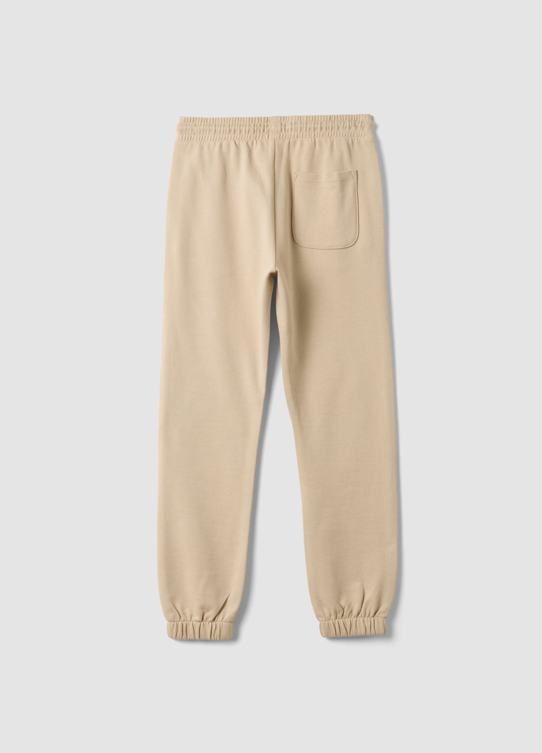 Beige pure cotton joggers with print for boys
