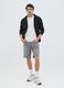 Shorts da uomo in puro cotone grigio slim fit_0