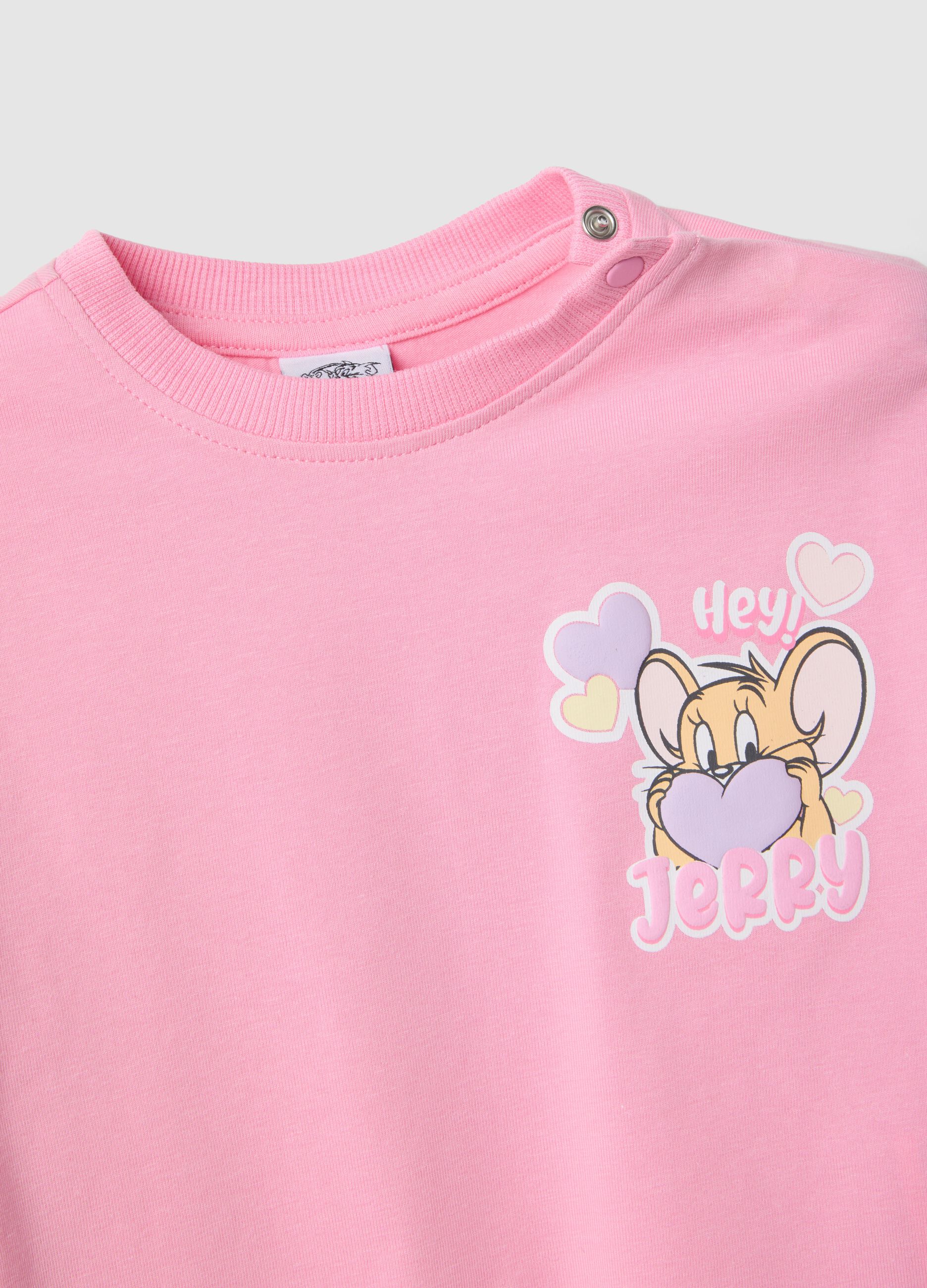 Pink stretch cotton outfit for girl with print