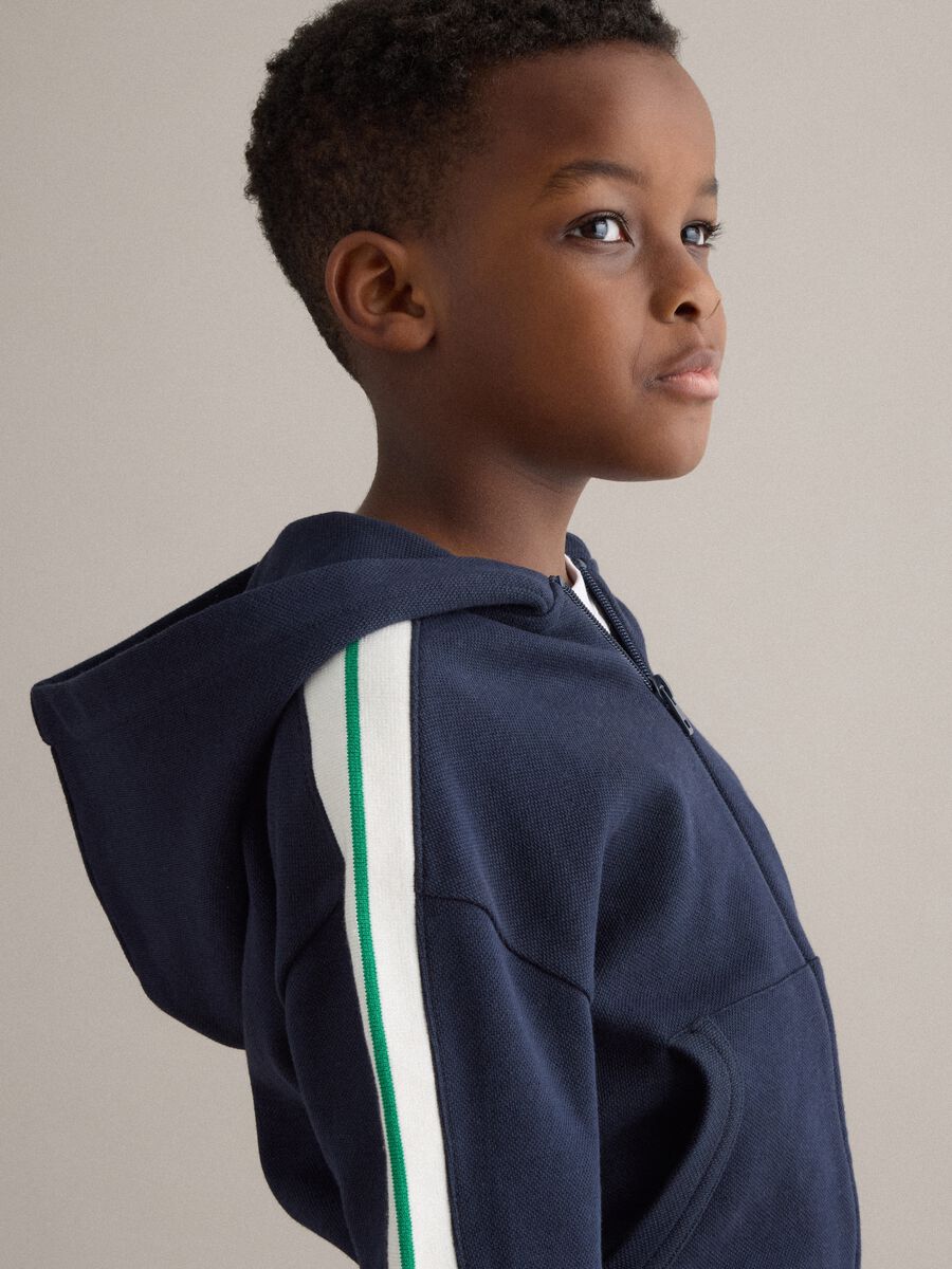 Blue cotton blend oversized fit hoodie for kids_1