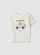 White pure organic cotton T-shirt with print, regular fit for baby boy_0