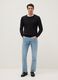 Blue cotton blend trousers in regular fit_0