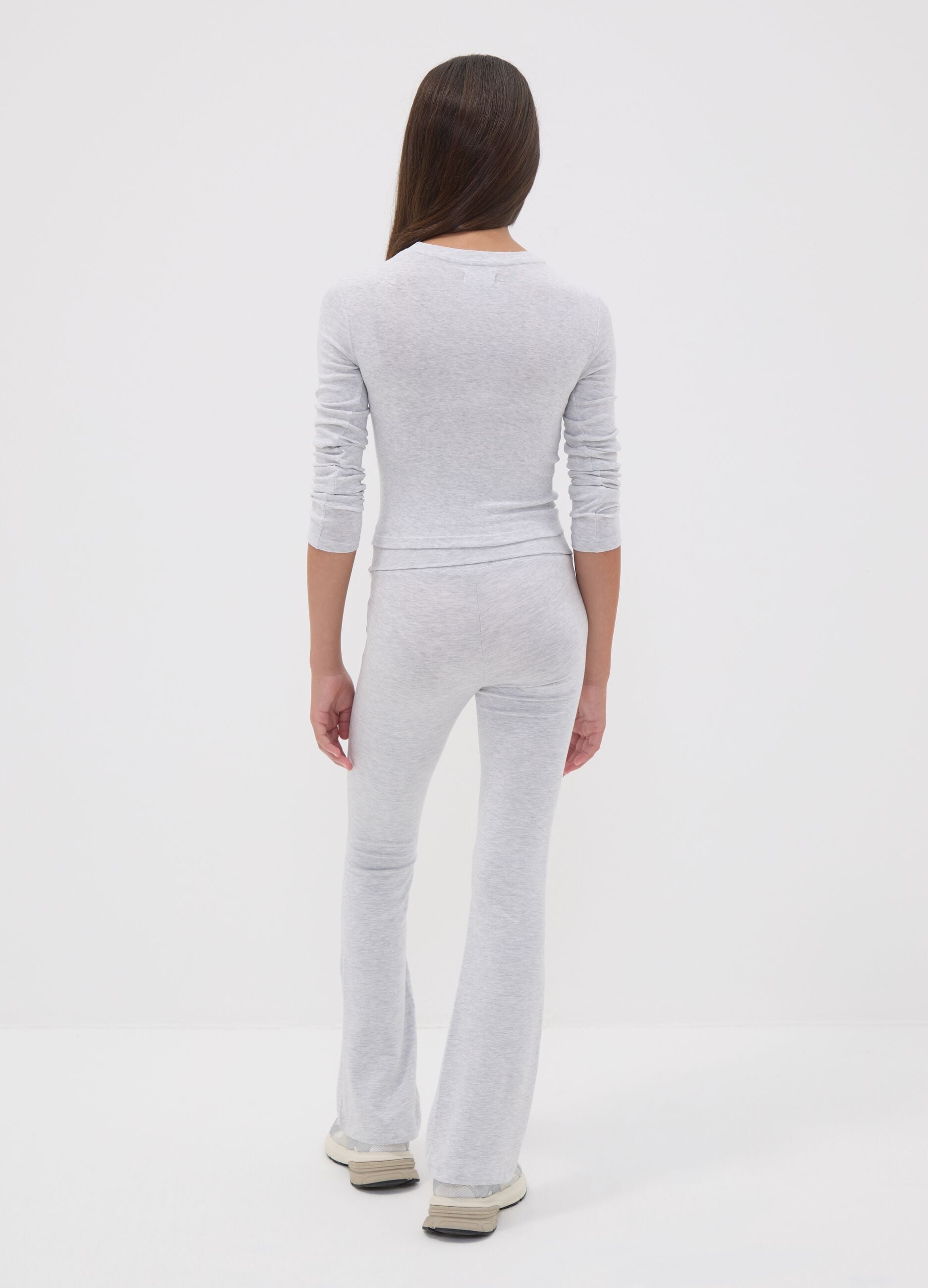 Girls&rsquo; grey flared leggings in stretchy organic cotton