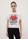 White pure cotton T-shirt, regular fit with Keith Haring print_0