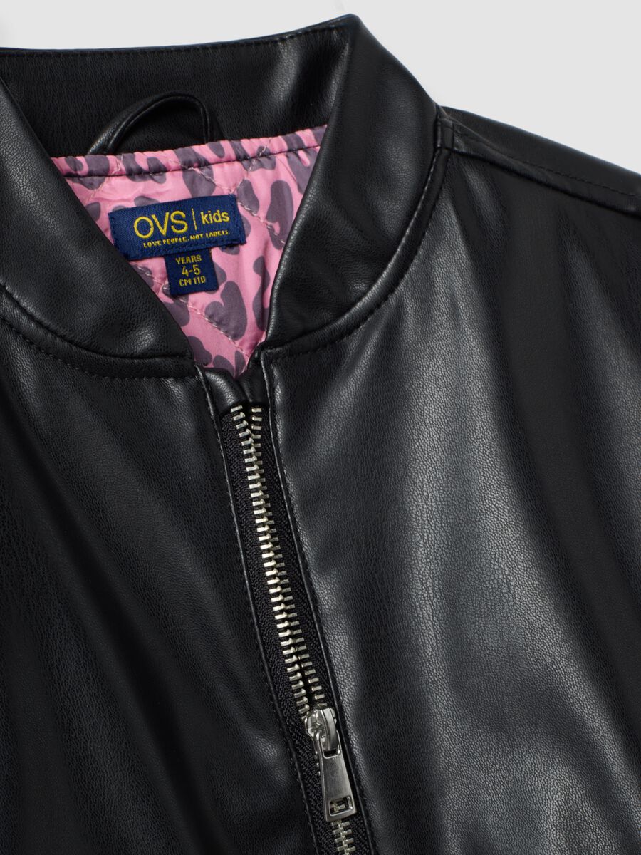 Black zip-up jacket, regular fit, for girls_3