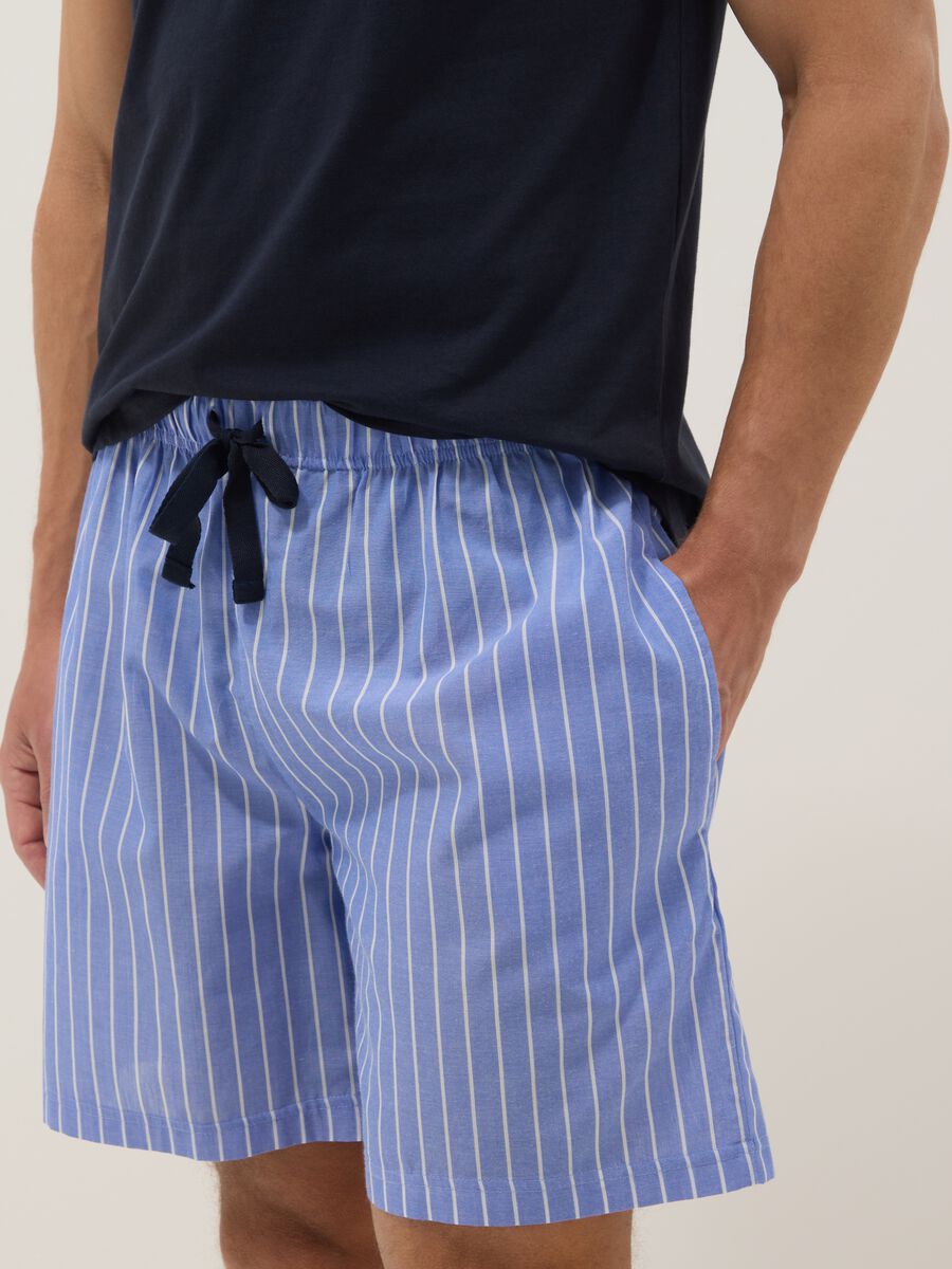 Blue short striped pyjamas in pure organic cotton jersey_3