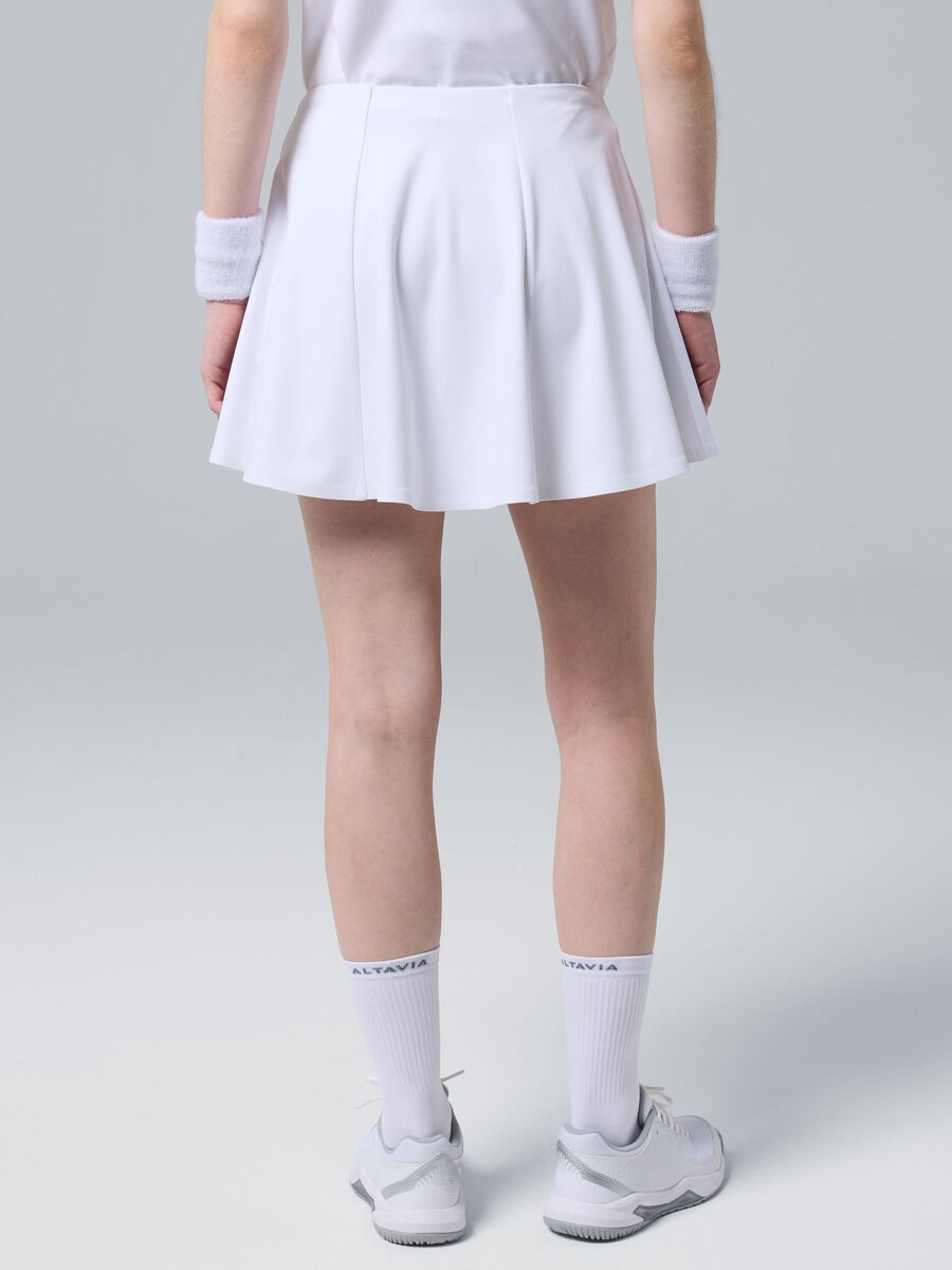 White ALTAVIA COURT sports skirt in stretch technical fabric with integrated shorts_3