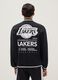 Black regular fit cotton blend jacket with Lakers logo_2