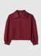 Red regular fit sweatshirt with fold-over collar and half zip_4