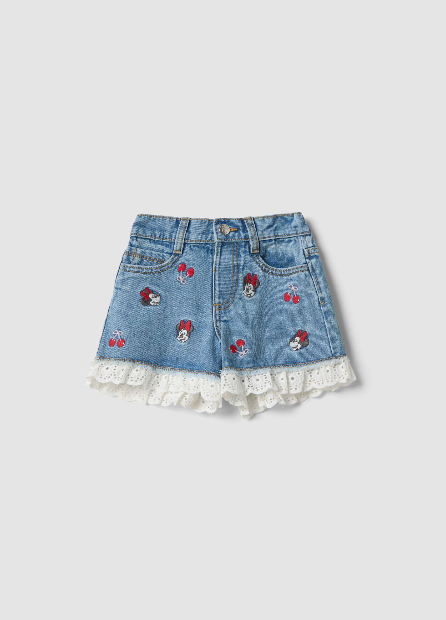 Pure cotton shorts with embroidery