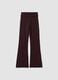 Brown ribbed pure cotton flared leggings_0