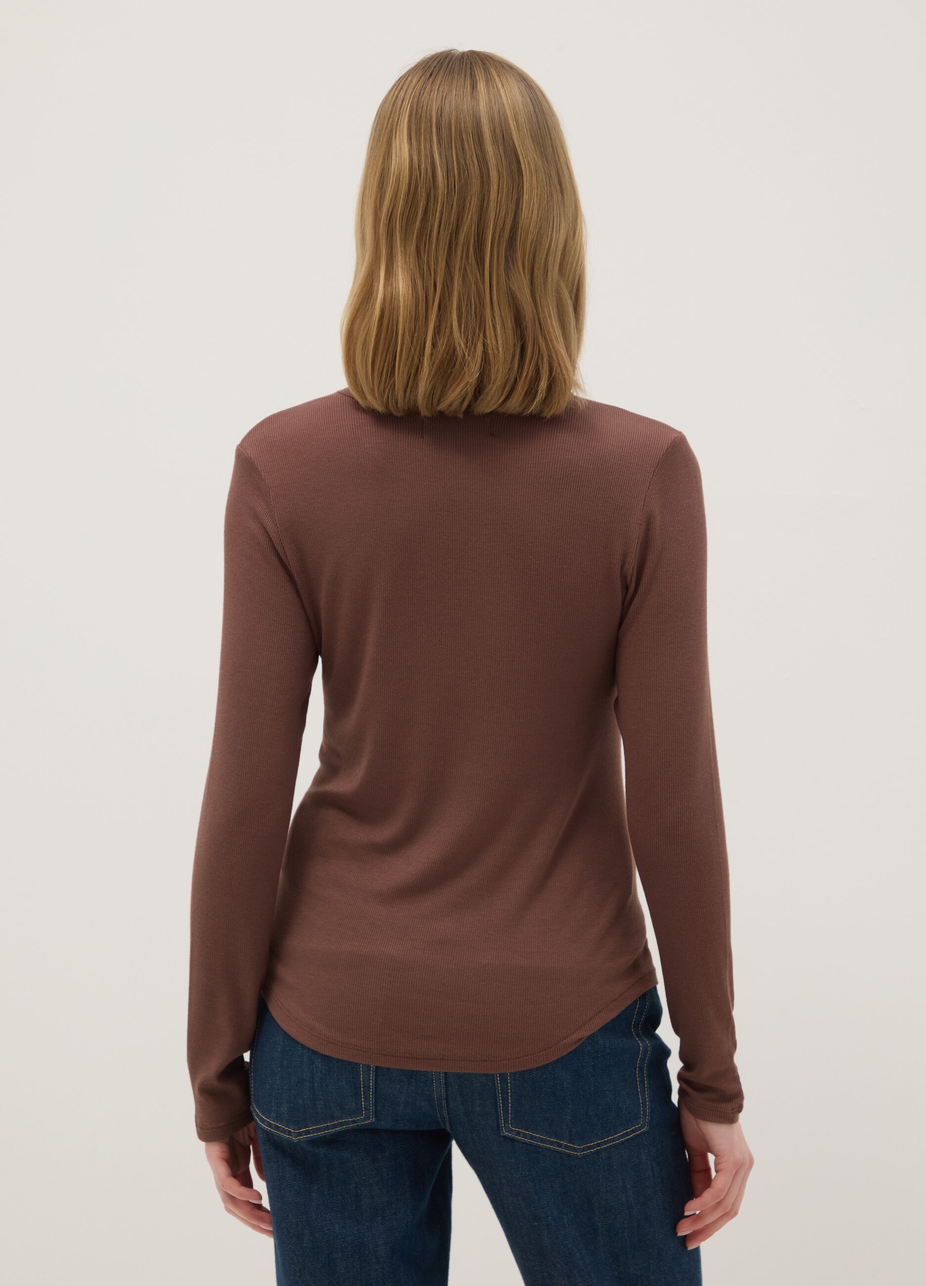 Brown stretch modal regular fit shirt