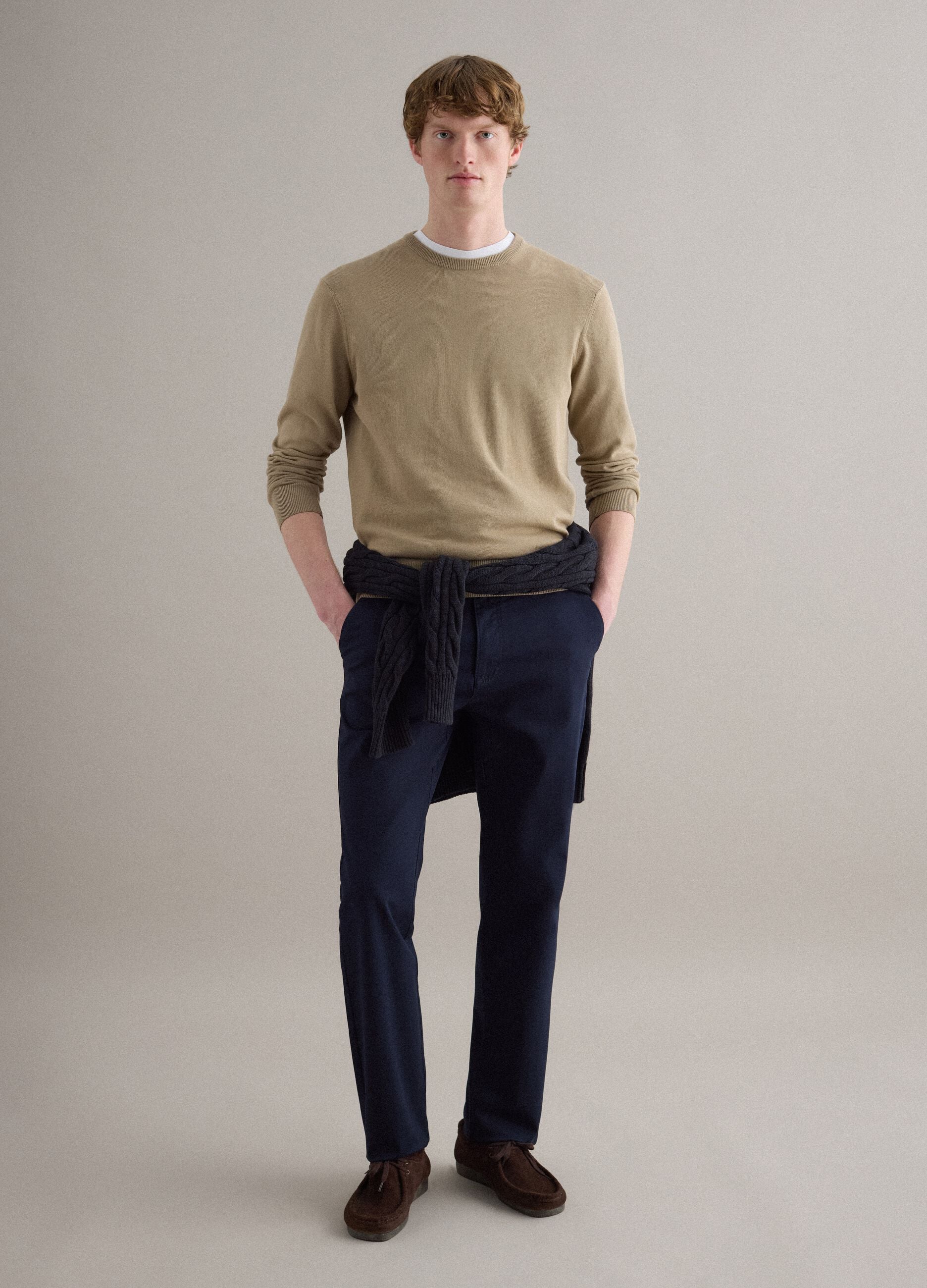 Beige sweater in pure cotton