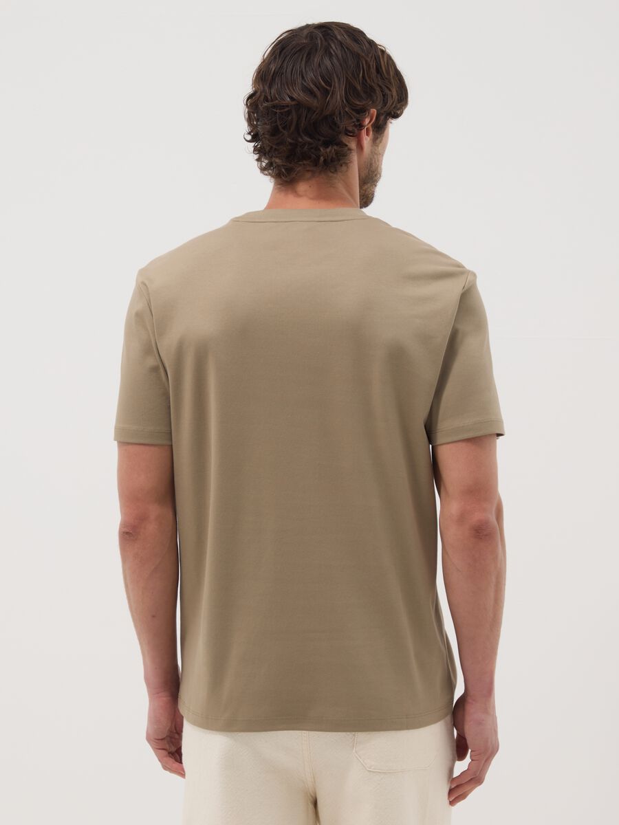 Beige slim-fit mercerised pure cotton T-shirt_3