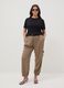 Black stretch viscose regular fit t-shirt with drawstring closure_1