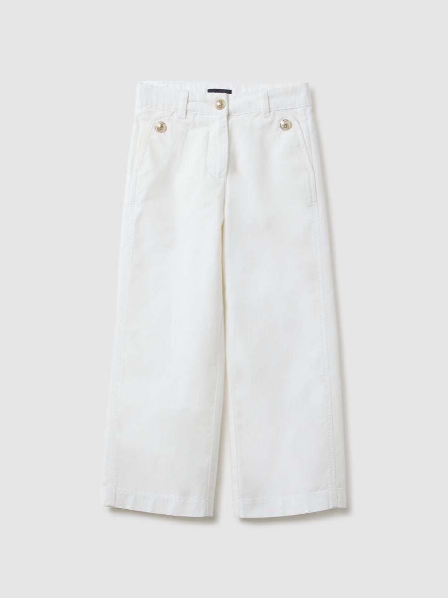 Girls' white straight cotton and Lyocell trousers - regular fit_3