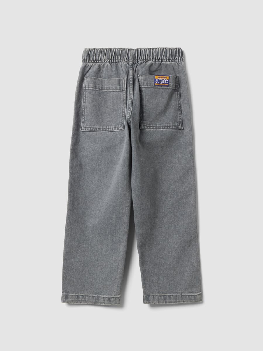 Grey pure cotton jogger jeans with elasticated waist, relaxed fit for boys_1