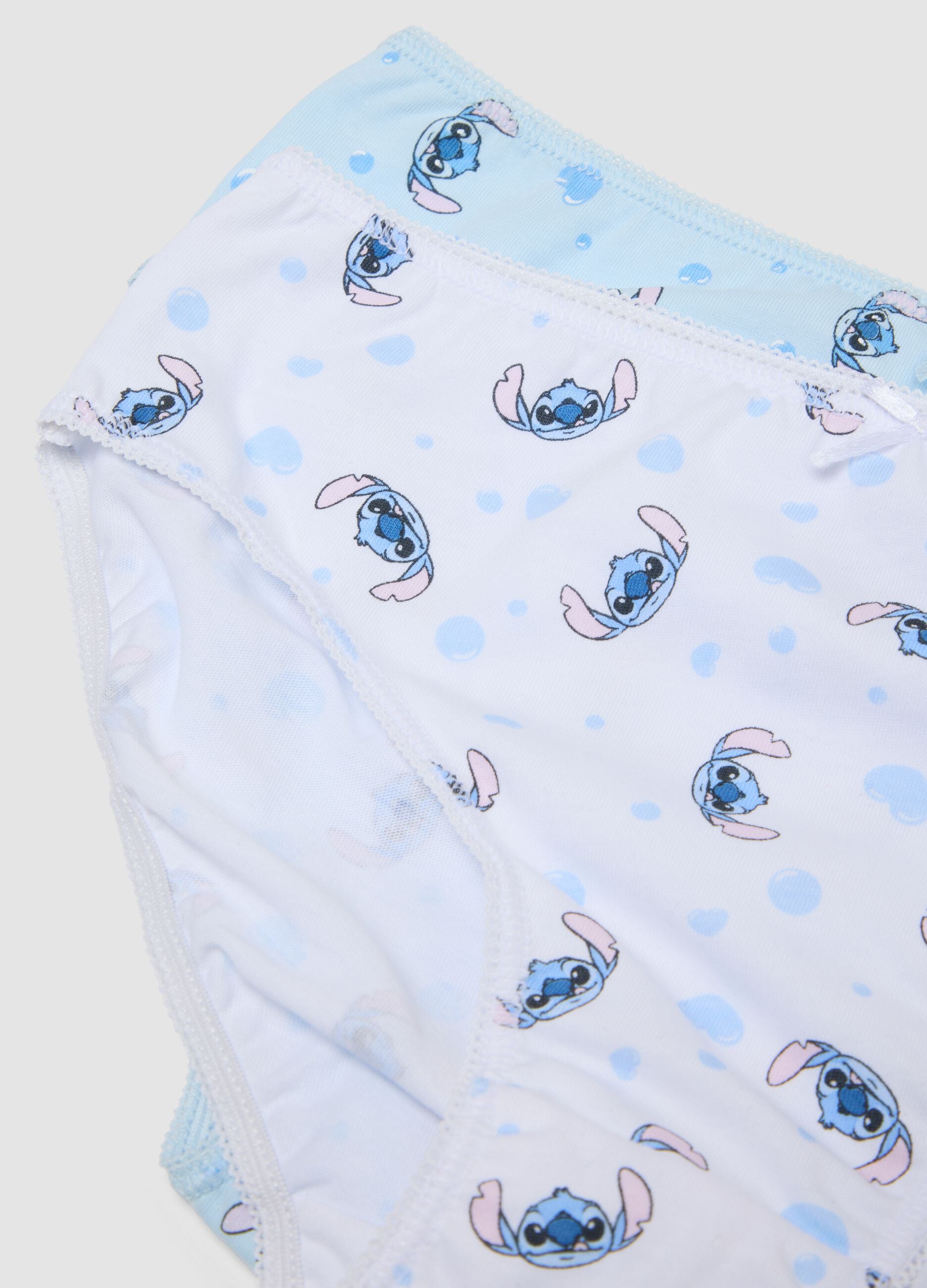 Multipack di cinque slip azzurre in cotone organico con personaggio Lilo e Stitch