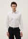 White stretch cotton slim fit shirt with classic collar_0