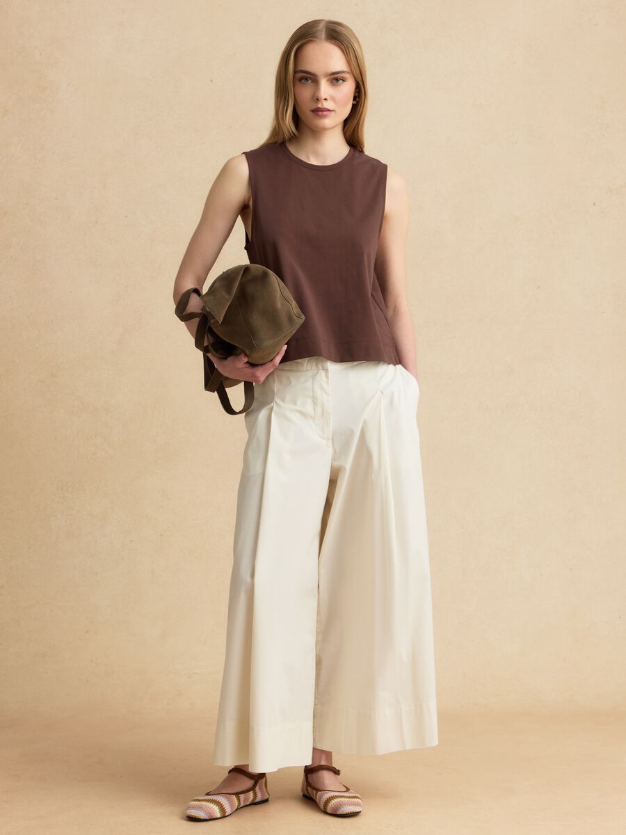 Tank top marrone in misto cotone regular fit_2