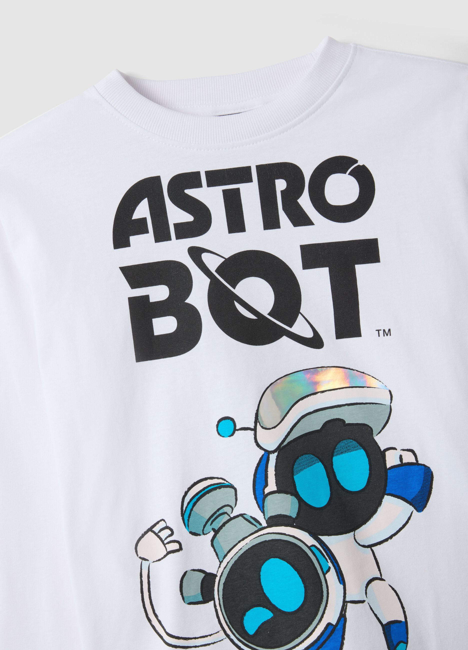 Children's white pure cotton T-shirt regular fit with print