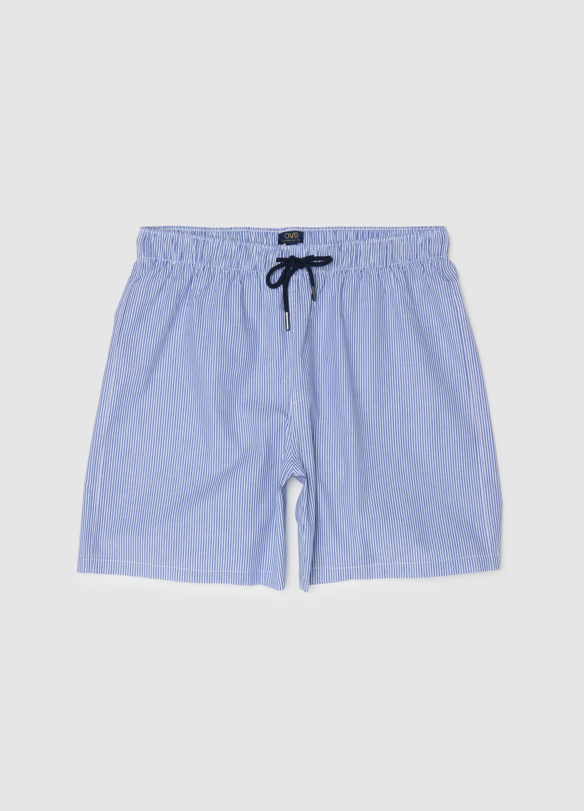 Pure cotton multicolour striped regular fit pyjama shorts