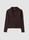 Brown viscose-blend polo-collar jumper, regular fit_4