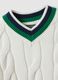 Children's white pure cotton sweater regular fit with V-neck_2