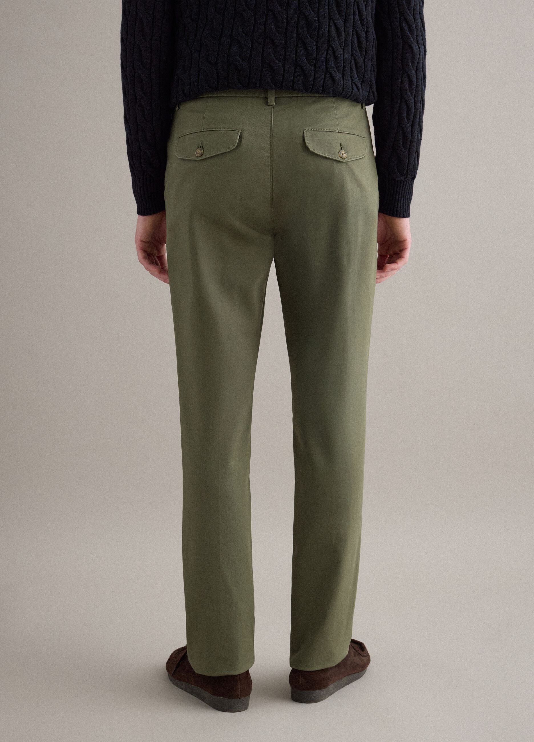 Slim Fit Green Stretch Cotton Chinos