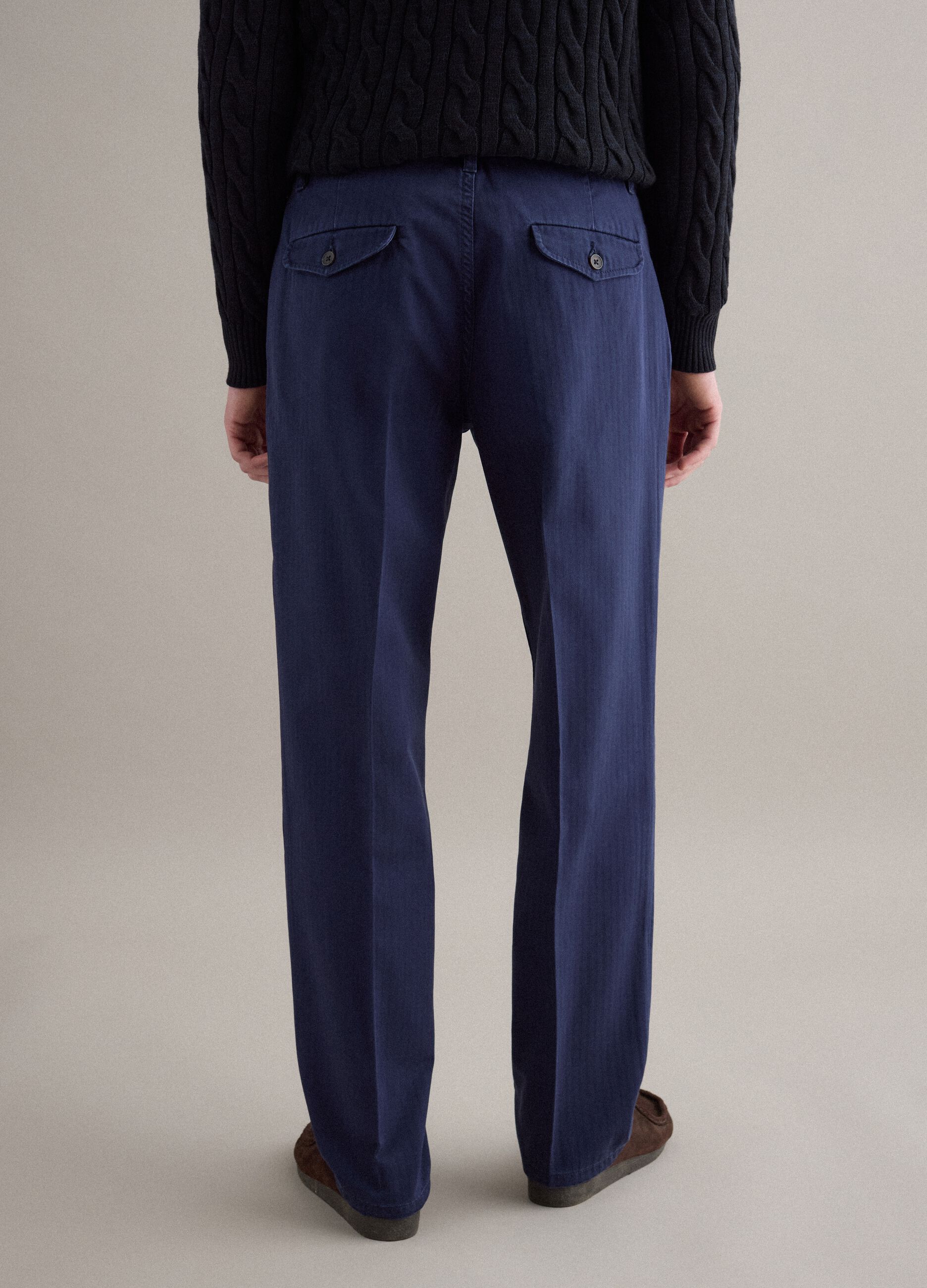 Regular fit blue pure cotton chino trousers