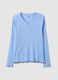 Pure cotton light blue regular fit pyjama top with Henley collar_4